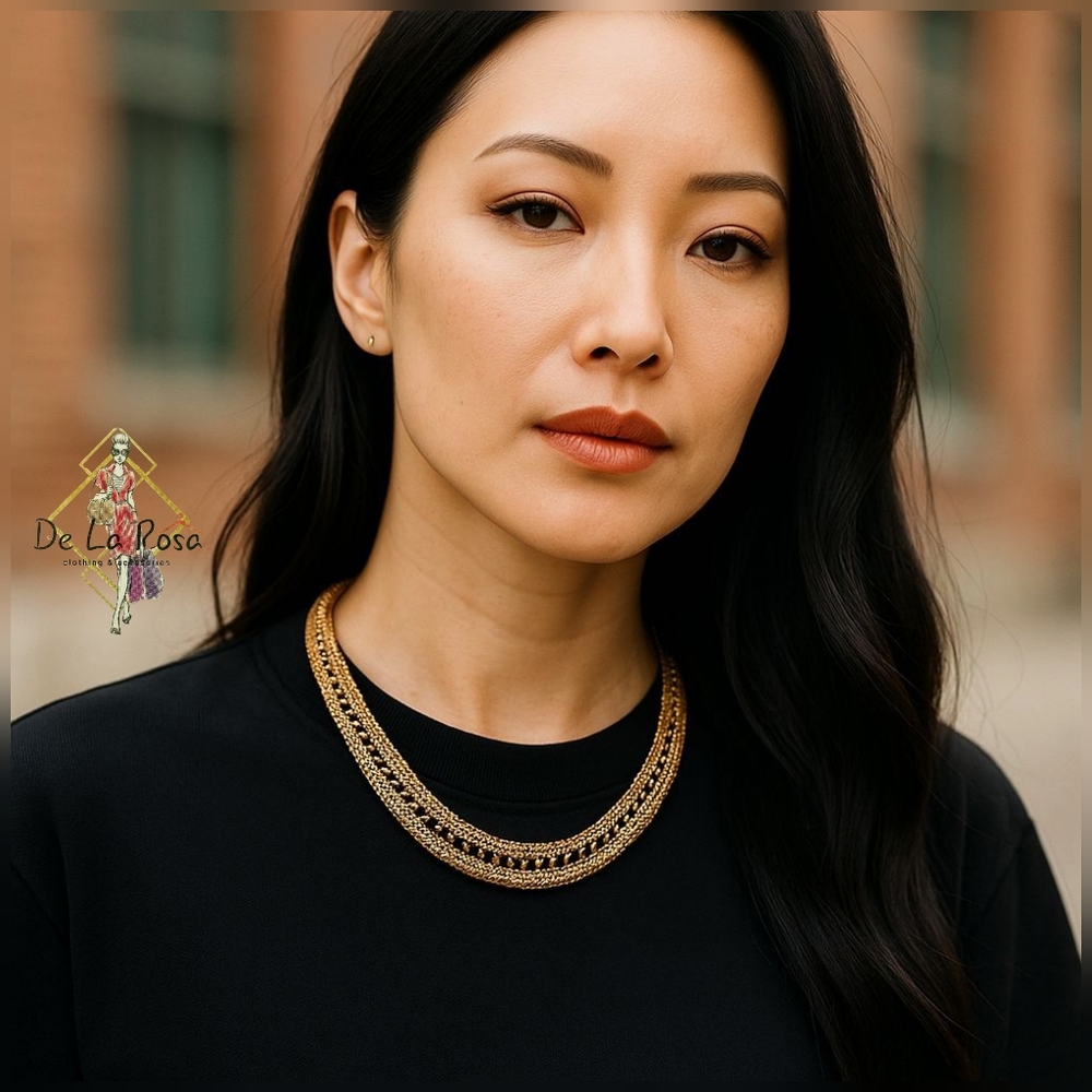 Trifari Gold Tone Snake Choker Necklace